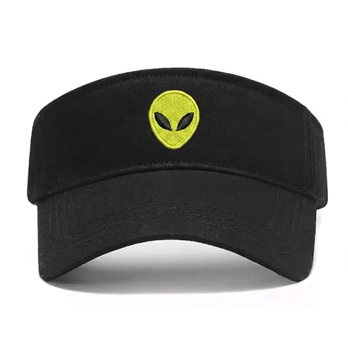 Embroidered Adjustable Sun Visor for Women Men Outdoor Golf Tennis - color: Alien/Black