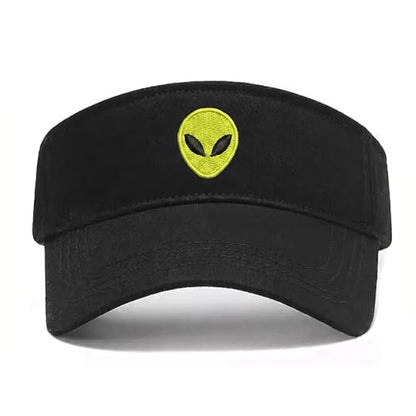 Embroidered Adjustable Sun Visor for Women Men Outdoor Golf Tennis - color: Alien/Black