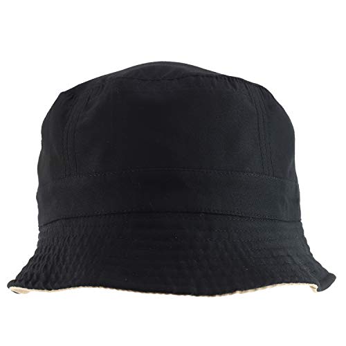 Armycrew Big Size Oversized Microfiber Reversible Bucket Hat - color: Black Khaki, size: X-Large-XX-Large
