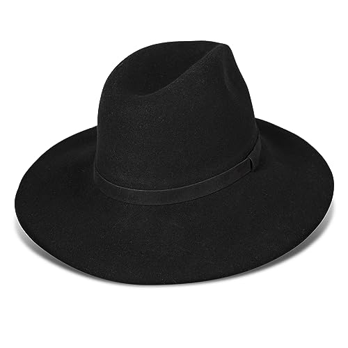 Lucky Brand Womens Ranger Hat | Wide Brim | Felt | Rancher | Americana | Western Inspired | Classic | Fashion | Cowboy - color: Ranger W/ Band - Black