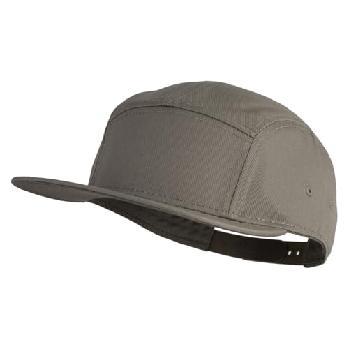 5 Panel Superior Cotton Twill Flat Bill Camper Cap - color: Dark Khaki
