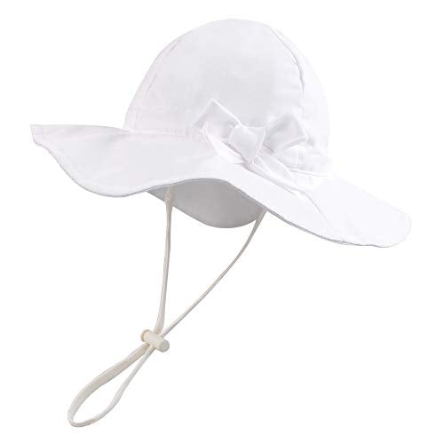 BAVST Baby Sun Hat Girls Floppy Bucket Hat Summer Toddler Outdoor Cap for Swim Beach - color: White, size: 2-4T