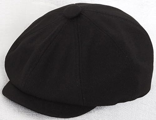 Kids-Boys-Cotton-Newsboy-Cap - Classic Flat Beret Cabbie Hat for Toddler Girls 4-9 Years Old - color: Black