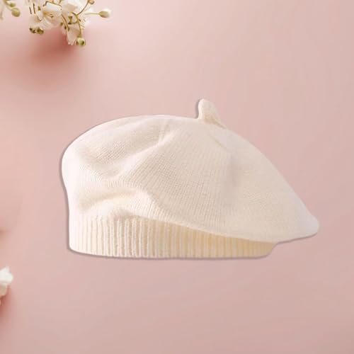 Infant Baby Boys Girls Beret Hat Fall Winter Knitted Beanie Hat Toddler Kids Beret Skull Hat French Artist Knit Hat - color: A-beige