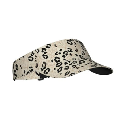 Sun Visor Hats Adjustable Open Top Sport Hat for Golf Women/Men - color: Leopard Leaves