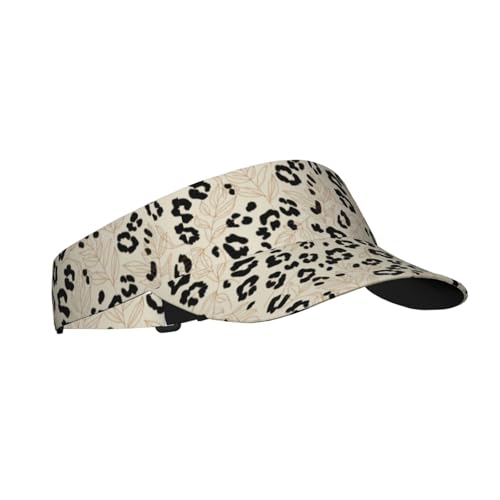 Sun Visor Hats Adjustable Open Top Sport Hat for Golf Women/Men - color: Leopard Leaves
