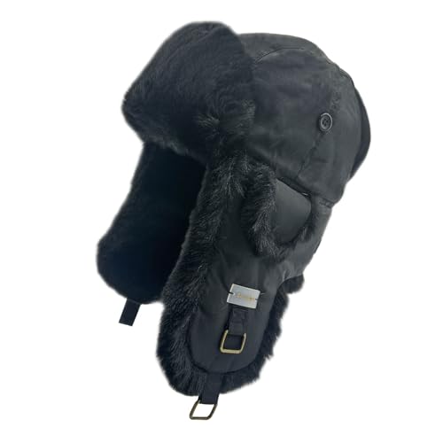 Winter Trapper Hat for Men and Women,Russian Ushanka Aviator Warm Cold Proof Ski Hunting Cycling Winter Hats - color: Black, size: Large-X-Large