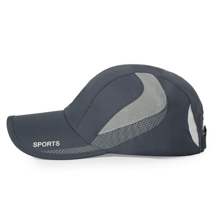 HH HOFNEN Quick Dry Cap Lightweight Running Sports Golf Hat for Men Women - color: #3 Light Grey+dark Grey