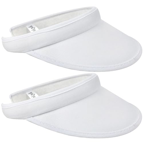 2 Pack Sun Visor Hats Women Men Clip On Wide Brim Visors Hat Outdoor Sports Golf Beach Travel Tennis Caps - color: White