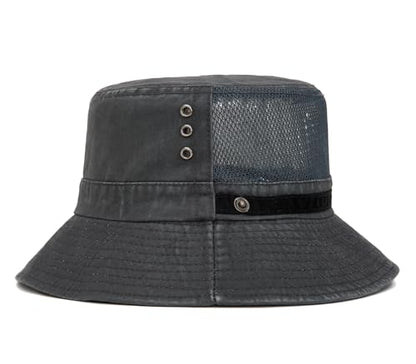 Sun Bucket Hat for Men Women Fishing Beach Safari Trendy Cotton Cowboy Cap for Golf Hiking Hunting Outdoor Boonie - color: Mesh Army Green