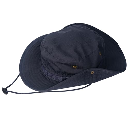 Sun Hats for Men Women Bucket Hat UPF 50+ Boonie Hat Foldable UV Protection Hiking Beach Fishing Summer Safari - color: 1pack-navy