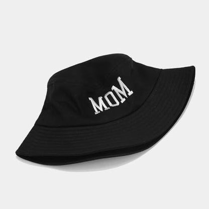 XYIYI Fashion Embroidery Bucket Hat Cotton Beach Fisherman Hats for Women Girls - color: Mom Black