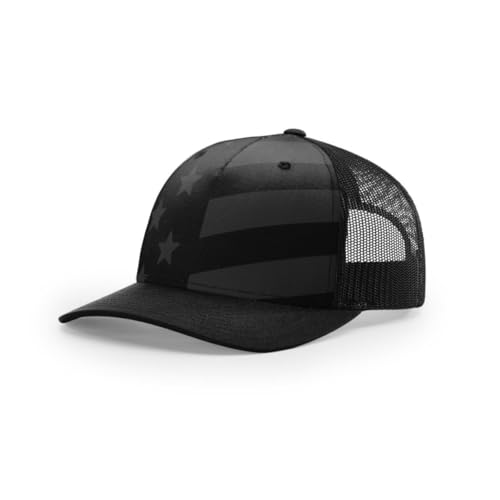Richardson 112FP & 112PFP Classic Fit Five-Panel Snapback Trucker Cap |OSFM - color: Black/Tonal Stars and Stripes