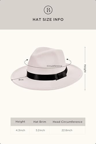 BABEYOND 1920s Fedora Hat for Men Gatsby Wide Brim Hat Felt Panama Cap - color: White