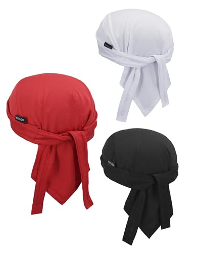 Do Rags Cycling Caps Helmet Liner Doo Rag Motorcycle Bandana Hat Sweat Liner Skull Caps Dew Rags for Men and Women - color: Plain Set-3