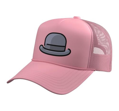 Really Like Bowler Hats Derby Bob Hat Trucker Hat with Adjustable Mesh Back - color: Pink