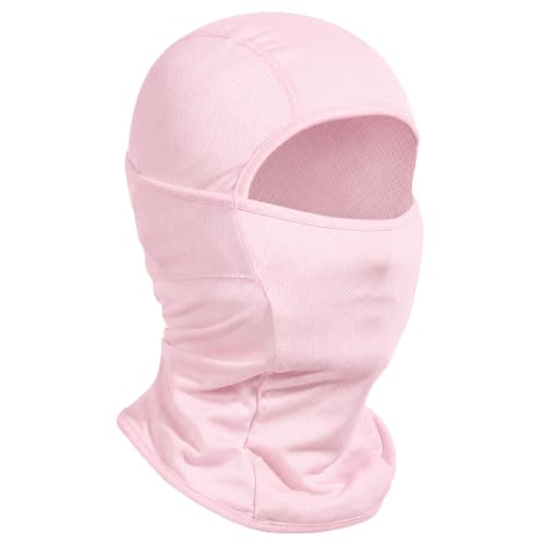 Achiou Ski Mask for Men and Women, Lightweight UV Balaclava Face Cover - color: New Pink