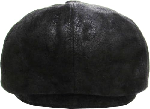 KBETHOS Leather Ascot Made in USA Ivy Collection Classic Newsboy Caps - color: (B) Leather - Black, size: Small-Medium