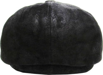 KBETHOS Leather Ascot Made in USA Ivy Collection Classic Newsboy Caps - color: (B) Leather - Black, size: Small-Medium