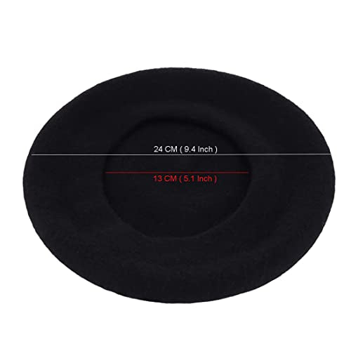 Wheebo Berets for Kids Wool French Beret Hats Artist Painter Hats for Little Girls Boys Solid Color Style - color: Black
