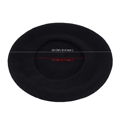 Wheebo Berets for Kids Wool French Beret Hats Artist Painter Hats for Little Girls Boys Solid Color Style - color: Black