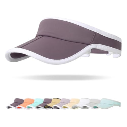 Sun Visor Caps Foldable Brim Adjustable Visor Hats for Women Men - color: Deeppurple W