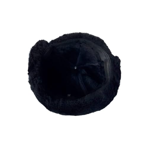 Leather Aviator Russian Ushanka Trapper Shearling Sheepskin Fur Ear Flap Waterproof Winter Hat - color: Black, size: Medium