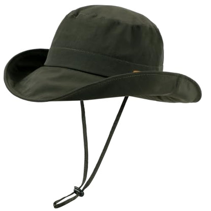 Waterproof Bucket Hats for Women Men Foldable Brim UPF 50+ Floppy Cowboy Rain Hat UV Protection Boonie Sun Hats for Hiking Army Green