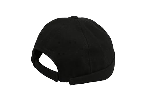 Cotton Docker Cap, Unisex Brimless Cap, Men Skull Cap, Brimless Beanie Hat, Men Women Cuffed Hat. - color: Black