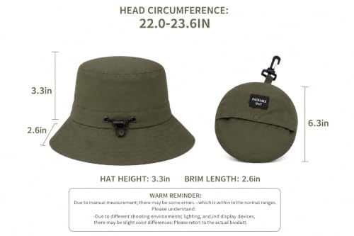 Packable Outdoor Bucket Hat – Lightweight Waterproof Quick-Dry Sun Hat for Hiking & Fishing - color: Green