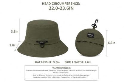 Packable Outdoor Bucket Hat – Lightweight Waterproof Quick-Dry Sun Hat for Hiking & Fishing - color: Green