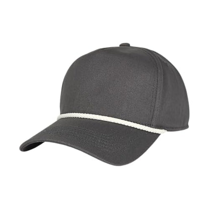 E BY ELIDAN A-Frame Trucker Hat, 5-Panel Blank Snapback - color: Charcoal + White Rope