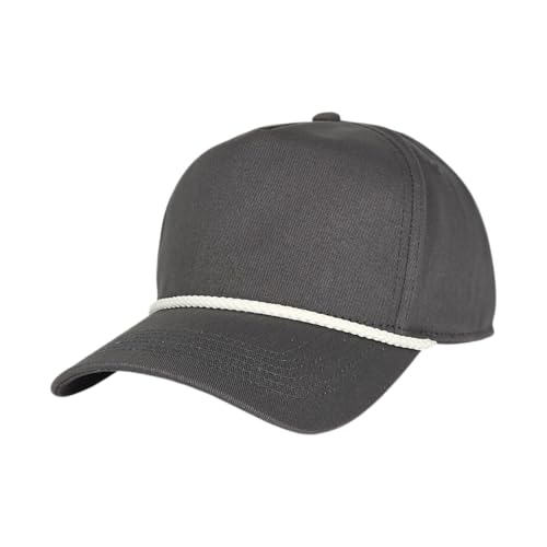 E BY ELIDAN A-Frame Trucker Hat, 5-Panel Blank Snapback - color: Charcoal + White Rope