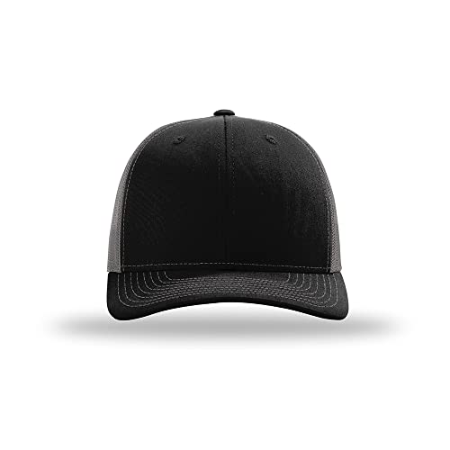 Richardson 112 Classic Six-Panel Adjustable Snapback Trucker Cap - color: Black/Charcoal