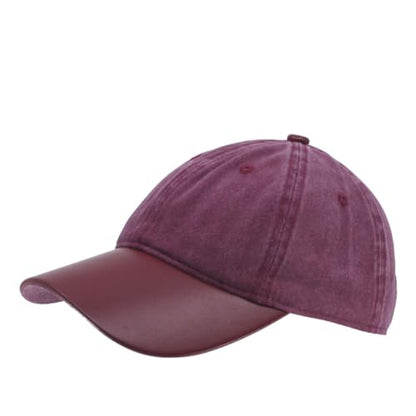 Heavy Washed Coated Canvas Wax-Look Adjustable Low Profile Men Women Baseball Cap - color: Canvas Red/Red