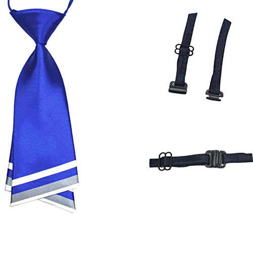 Mantieqingway Women Uniform Necktie Adjustable Strap Striped Pre-tie Ties - color: Sapphire