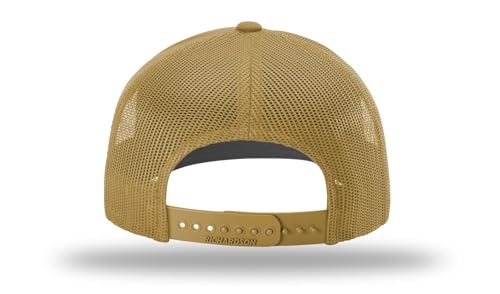 Richardson 112 Trucker Hat - Premium Blank Baseball Cap, Adjustable Snapback Hat - Structured Six Panel Richardson Blank Hats - color: Amber Gold