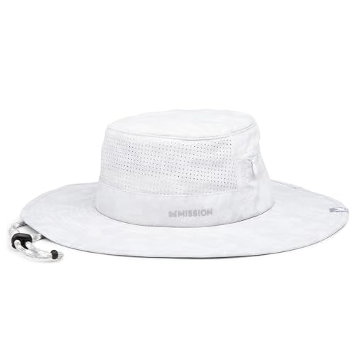 MISSION Cooling Anywhere Boonie Hat - Unisex Wide-Brim Hat for Men & Women - Cools Up to 2 Hours - UPF 50 Sun Protection - color: Etched Camo White