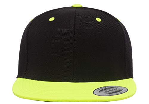 Flexfit Unisex Adult Yp Classics Premium Snapback Cap – 2-Tone - color: Black/Neon Green