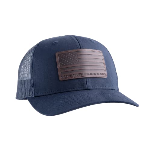 Magpul Trucker Hat Snap Back Baseball Cap, One Size Fits Most - color: Standard Leather Patch Navy