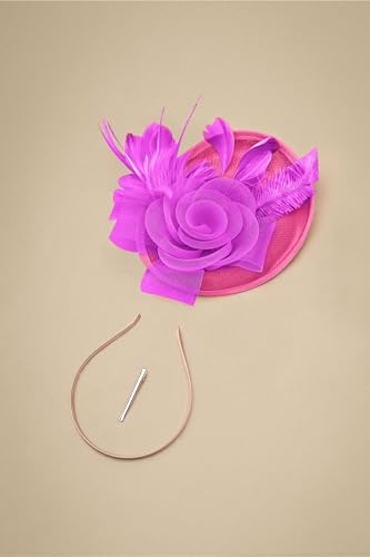 BABEYOND Fascinators Hats for Women Tea Party Mesh Flower Pillbox Derby Hat - color: Hot Pink