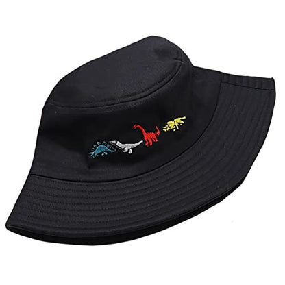 Unisex Bucket Hat Summer UPF 50+ Sun Protection Outdoor Beach Fishing Travel Hiking Hat - color: Dinosaur Embroidery