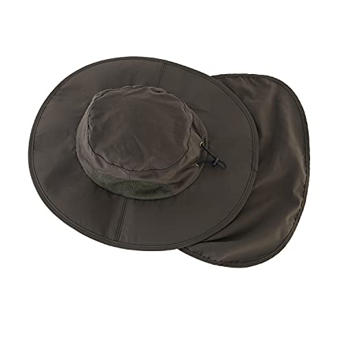 Home Prefer Outdoor UPF50+ Mens Sun Hat with Neck Flap Womens UV Protection Hat Wide Brim Safari Fishing Hiking Gardening Hat - color: Army Green