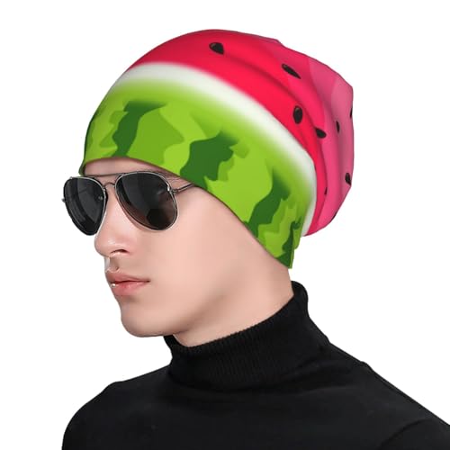 Beanie Hat for Men Women Slouchy Beanie Skull Sleep Cap Soft Lightweight Chemo Hat Stretch Cancer Headwear - color: Watermelon