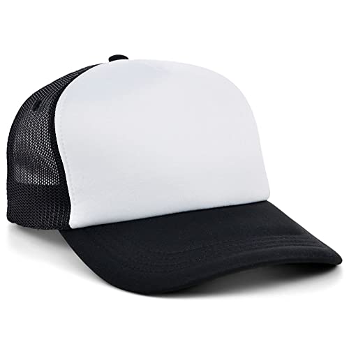 Lids Blank Basic Foam Trucker Adjustable Snapback Hat - color: White/Black