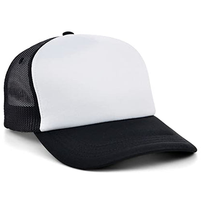 Lids Blank Basic Foam Trucker Adjustable Snapback Hat - color: White/Black