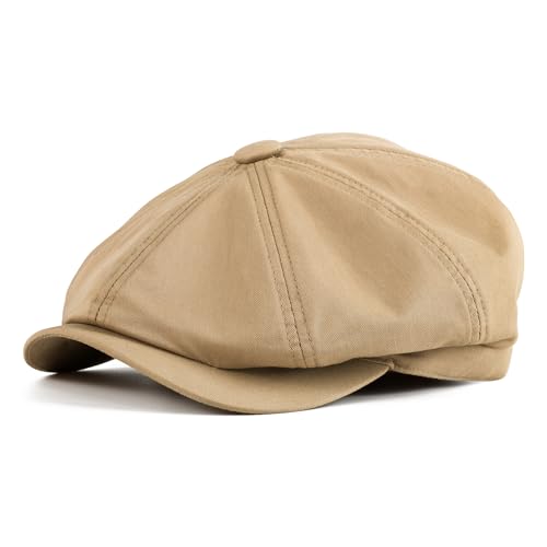 Toddler 8 Panel Cotton Newsboy Cap - color: Khaki, size: 6-8 Years