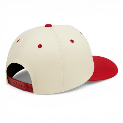 Trendy Apparel Shop San Jose Upside Down Embroidered 5 Panel Two Tone Vintage Ball Cap - color: Natural Red