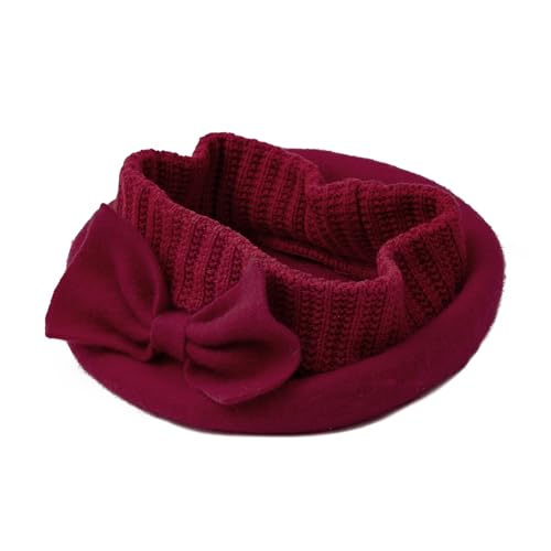 Century Star Lady French Beret Hats for Women Chic Wool Beret for Adults Fashionable Winter Warm Cap Beanie Hats - color: Wine Red