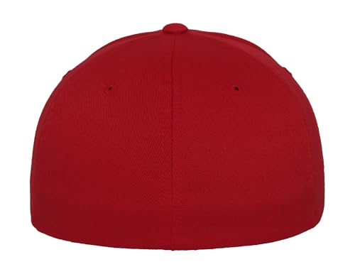 Structured Wool Baseball Cap with Stiff Peak by Nordic Training Gear - color: Red, size: Small-Medium